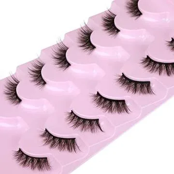 JIMIRE Half Lashes Natural Look Wispy Cat Eye Accent False Eyelashes Fluffy 3D Effect 12MM Short Strip Lashes Pack 7 Pairs