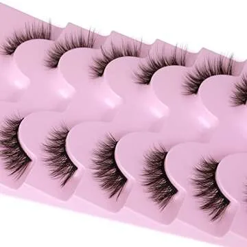 JIMIRE Half Lashes Natural Look Wispy Cat Eye Accent False Eyelashes Fluffy 3D Effect 12MM Short Strip Lashes Pack 7 Pairs