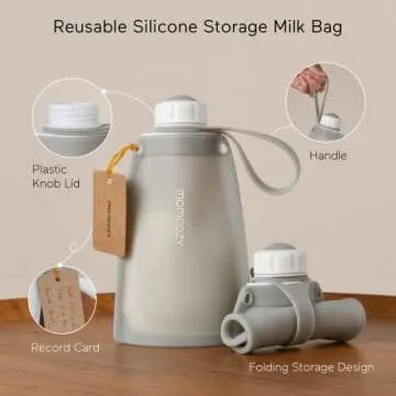 Momcozy Silicone Milk Storage Bags, Reusable Breastmilk Bags for Breastfeeding, 8.5oz/250ml Breast M...