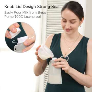 Momcozy Silicone Milk Storage Bags, Reusable Breastmilk Bags for Breastfeeding, 8.5oz/250ml Breast Milk Saver, Leakproof Milk Freezer Storing Pouches, BPA Free (Bean Paste Color, 5pcs)