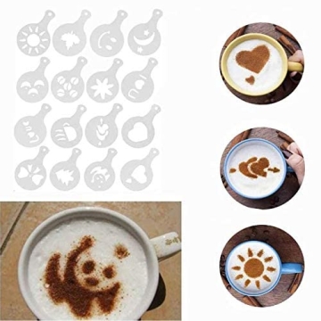 KDDOM 16 Pcs Latte Stencils - Perfect Coffee Art Tools