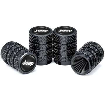 Metal Car Tire Air Caps Cover Car Tire Accessories for Jeep Grand Cherokee Comander Wrangler Compass Renegade Patriot, 4Pcs Car Tire Valve Stem Caps,Anti-Corrosion Leak-Proof,Black