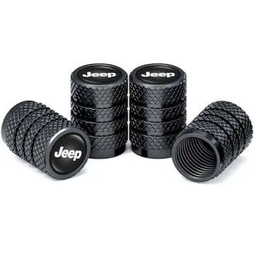 Metal Car Tire Air Caps Cover Car Tire Accessories for Jeep Grand Cherokee Comander Wrangler Compass Renegade Patriot, 4Pcs Car Tire Valve Stem Caps,Anti-Corrosion Leak-Proof,Black