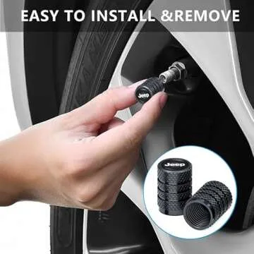 Metal Car Tire Air Caps Cover Car Tire Accessories for Jeep Grand Cherokee Comander Wrangler Compass Renegade Patriot, 4Pcs Car Tire Valve Stem Caps,Anti-Corrosion Leak-Proof,Black