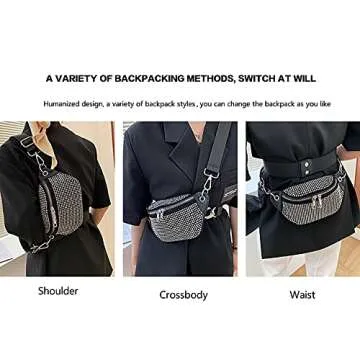 Sparkly Rhinestone Fanny Pack for Women - Adjustable & Chic