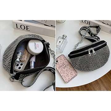 Sparkly Rhinestone Fanny Pack for Women - Adjustable & Chic