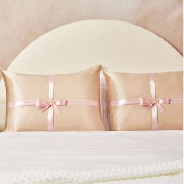 Kitsch Satin Pillowcase with Zipper for Hair and Skin - Cooling Pillow Covers, Softer Than Silk, Machine Washable Pillow Cases, Queen/Standard (19x26) - Champagne, 2pcs