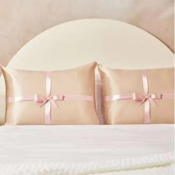 Kitsch Satin Pillowcase with Zipper for Hair and Skin - Cooling Pillow Covers, Softer Than Silk, Machine Washable Pillow Cases, Queen/Standard (19x26) - Champagne, 2pcs