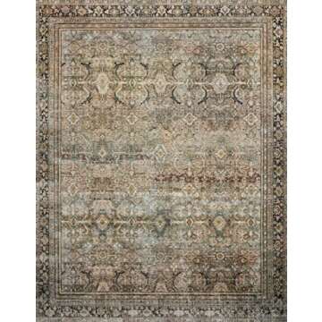 Loloi Layla Collection, LAY-03, Olive/Charcoal, 2'-6" x 9'-6", .13" Thick, Runner Rug, Soft, Durable, Vintage Inspired, Distressed, Low Pile, Non-Shedding, Easy Clean, Printed, Living Room Rug