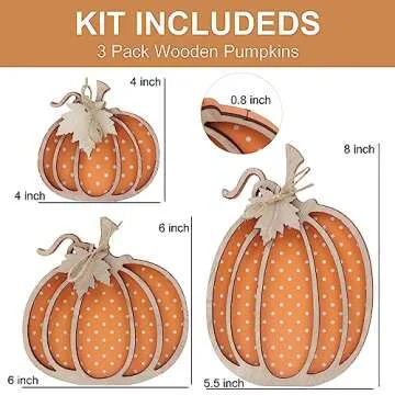Maxsoins Fall Decor-Wooden Autumn Pumpkin Fall Decorations for Home Shelf Mantel Table Decor Pumpkins of Three Sizes Fall Season