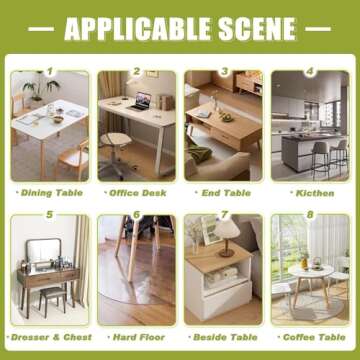 Clear Table Protector 24 x 36 Inch, 1.5mm Thick Plastic Table Cover, Waterproof PVC Clear Table Cover Protector, Desk Protector Mat, Writing Desk Pad for Desktop, Coffee & Dining Room Table