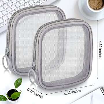 Weewooday 4 Pcs Mesh Makeup Bag Mesh Cosmetic Bag Travel Toiletry Bag Pouch with Zipper Mini Portabl...