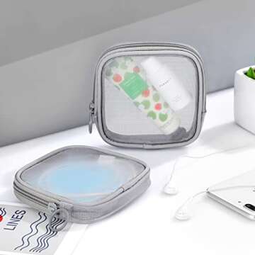 Weewooday 4 Pcs Mesh Makeup Bag Portable Travel Pouch