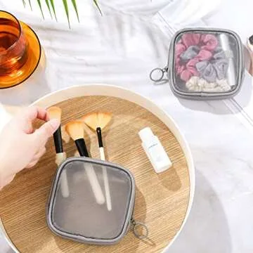 Weewooday 4 Pcs Mesh Makeup Bag Portable Travel Pouch