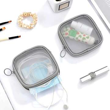 Weewooday 4 Pcs Mesh Makeup Bag Portable Travel Pouch