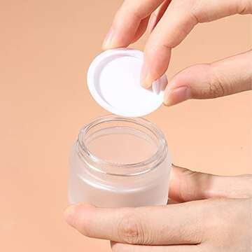 Frosted Glass Cosmetic Containers with Wooden Lids 10 Pcs