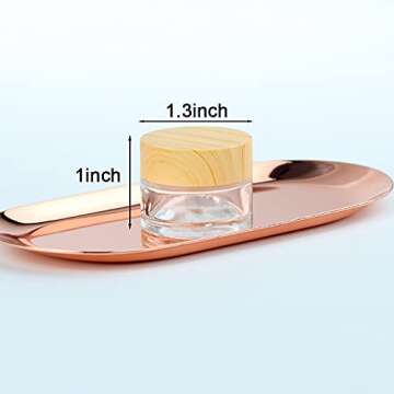 Frosted Glass Cosmetic Containers with Wooden Lids 10 Pcs