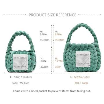 Handwoven Tote Bags for Women Chunky Yarn Knit Shoulder Bag Handmade Braided Purse(Dark Green)