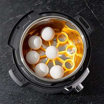 OXO Silicone Pressure Cooker Set 3 Piece Egg Steamer Basket Cooking Rack, Red Yellow Green