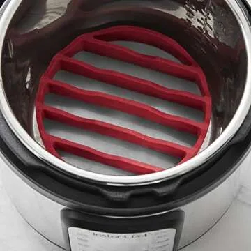 OXO Silicone Pressure Cooker Set 3 Piece Egg Steamer Basket Cooking Rack, Red Yellow Green