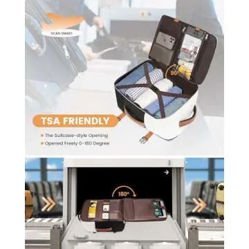 LOVEVOOK Travel Backpack for Women, TSA Carry On Backpack Flight Approved Luggage, 40L Water Resistant Personal Item Daypack Large Weekender Bag fit 17 inch Laptop with 3 Cubes, Beige-black-brown