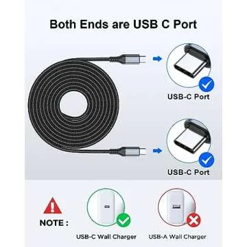OrmQ USB C to USB C Cable 3.3ft - USB C Charger Cable Type C Charging Cable Cord Fast Charging USBC to USBC Cable Compatible with iPhone 16/15/15 Plus/Pro/Pro Max/iPad Pro/AirPods Pro 2 Galaxy S23