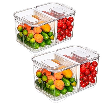 Blitzlabs Lettuce Keeper Fridge Food Storage Container - 2 Pack for Fresh Produce