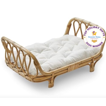 BEBE BASK Award-Winning Rattan Doll Bed for Imaginative Play