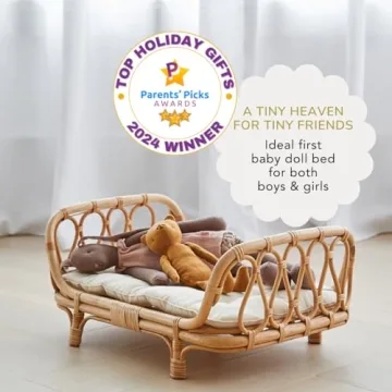 BEBE BASK Award-Winning Rattan Doll Bed for Imaginative Play
