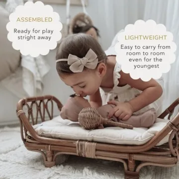 BEBE BASK Award-Winning Rattan Doll Bed for Imaginative Play