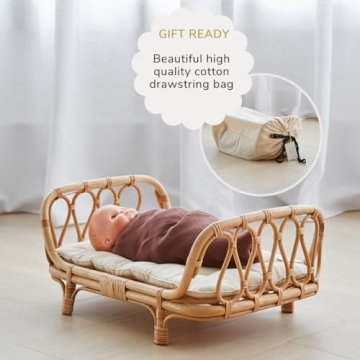 BEBE BASK Award-Winning Rattan Doll Bed for Imaginative Play