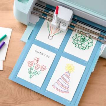 Cricut Watercolor Marker and Brush Set, Add Watercolor Effects with Water Brush (4mm), Non -Toxic Ink, for Use with Cricut Maker and Explore Machines, 8 Assorted Colors, (1mm) Markers