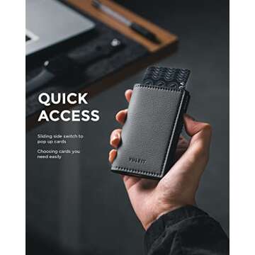 VULKIT Minimalist Card Holder Wallet with RFID Protection & Pop Up Feature