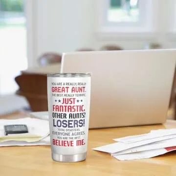 Mocosweeties Aunt Gifts - Aunt Gifts from Niece, Nephew - Gifts for Aunt, Autie Gifts - Aunt Birthday Gift, Valentines Day Gifts for Aunt - Gifts for New Aunt, To Be Aunt - 20 Oz White Tumbler