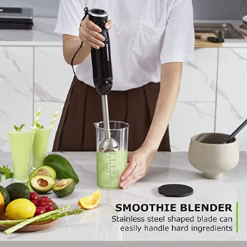 Bonsenkitchen 12-Speed Electric Hand Blender