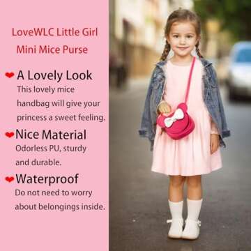 LoveWLC Kid Purses for Girls Adorable Mouse Toy Bow Purse Kids Purse