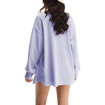 Nirovien Womens Waffle Knit Shacket Oversized Button Down Shirt Jacket Lightweight Spring Outfits Clothes(Light Purple,S)