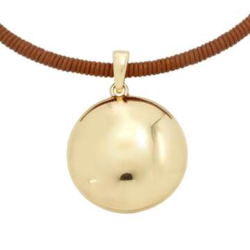 Stunning Robert Lee Morris Soho Leather Wire Necklace with Dome Pendant
