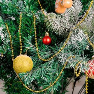100 Feet Christmas Tree Beads, Christmas Tree Garland Decoration, Plastic Hanging Beads Garland Chain Roll for Xmas Home Mantle Fireplace Wreath Christmas Tree DIY Decoration Supplies