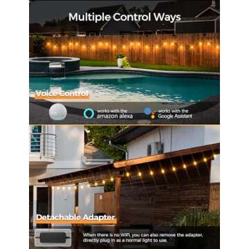 XMCOSY+ Outdoor String Lights 75Ft Smart Patio Lights, 32 ST38 Edison Bulbs, APP WiFi Control, Compatible with Alexa, 2200K, Waterproof Dimmable LED String Lights for Outside Patio Porch Yard