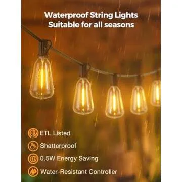 XMCOSY+ Outdoor String Lights 75Ft Smart Patio Lights, 32 ST38 Edison Bulbs, APP WiFi Control, Compatible with Alexa, 2200K, Waterproof Dimmable LED String Lights for Outside Patio Porch Yard
