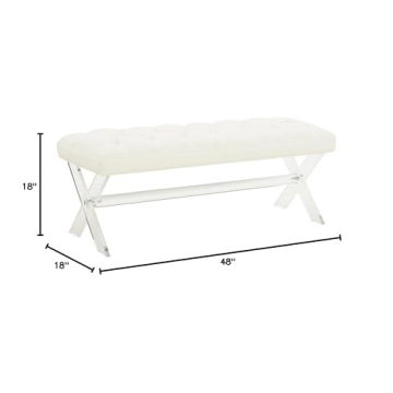 Elegant SAFAVIEH Couture Ivory Boucle X-Leg Bench