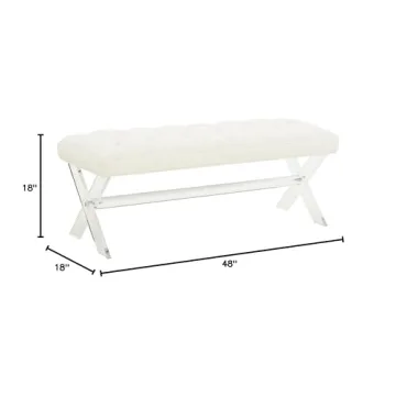 Elegant SAFAVIEH Couture Ivory Boucle X-Leg Bench