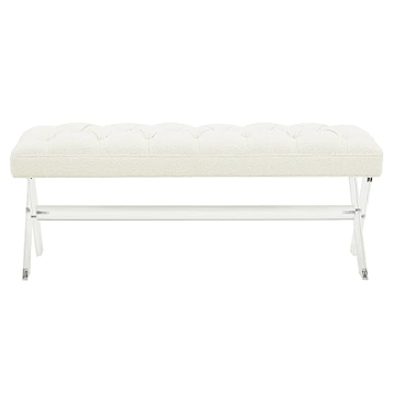 Elegant SAFAVIEH Couture Ivory Boucle X-Leg Bench