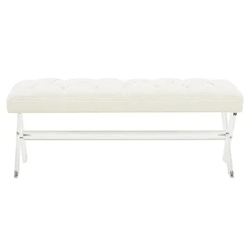Elegant SAFAVIEH Couture Ivory Boucle X-Leg Bench