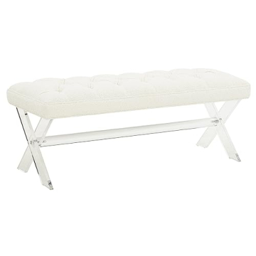 Elegant SAFAVIEH Couture Ivory Boucle X-Leg Bench