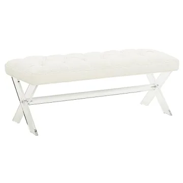 Elegant SAFAVIEH Couture Ivory Boucle X-Leg Bench