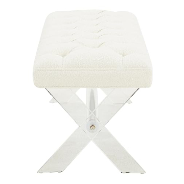 Elegant SAFAVIEH Couture Ivory Boucle X-Leg Bench