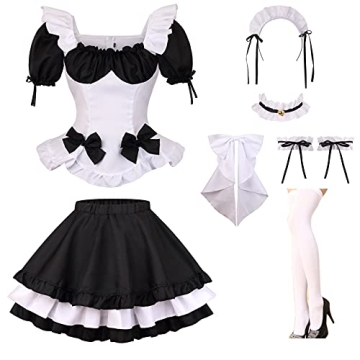 GRAJTCIN Women's French Maid Costume for Cosplay and Parties