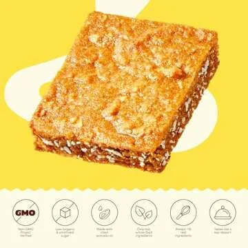 Dalci Gut Healthy Blondie, with Avocado Oil, Unrefined Coconut Sugar, Gut-Friendly Food for Adults and Kids, No Additives, Gums or Emulsifiers, Lemon Coconut, 4 Packs (32 Blondies)